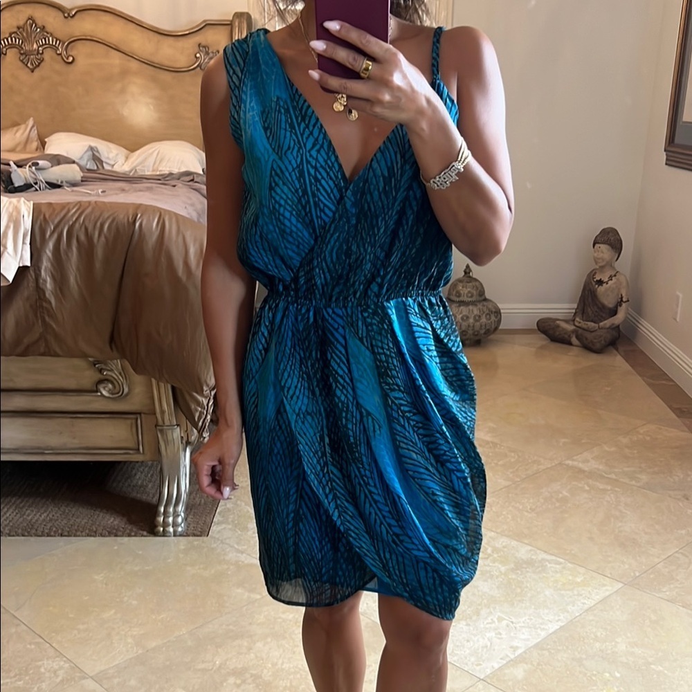 ๐Bebe Blue Ruched Wrap Mini Dress๐